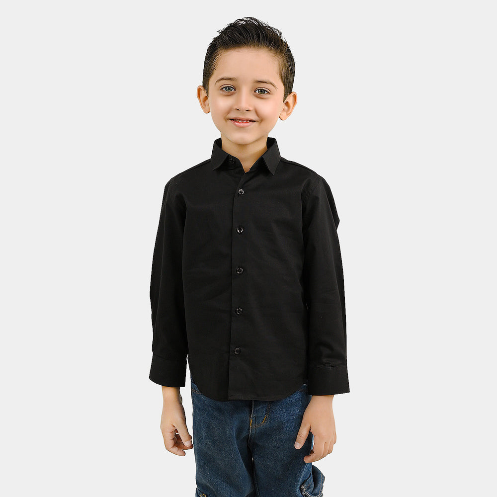 Boys Cotton Poplin Formal Shirt - Black