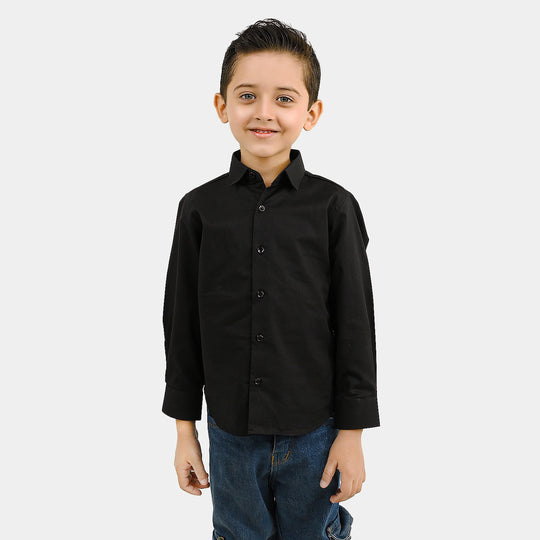 Boys Cotton Poplin Formal Shirt - Black