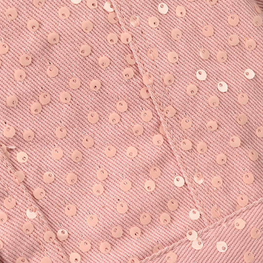 Girls Cotton Twill Woven Jacket Sequence Pink