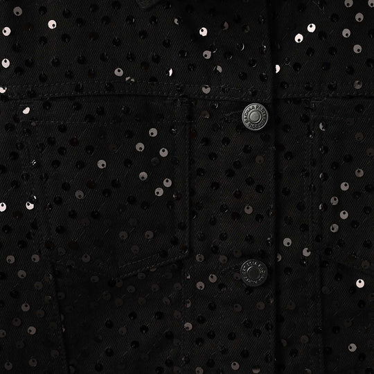 Girls Cotton Twill Woven Jacket Sequence Black