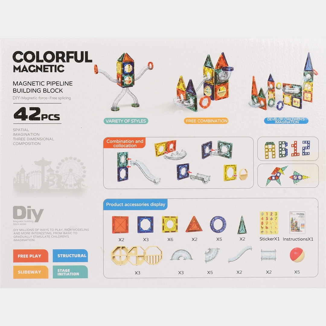Colorful Magnetic Pipeline Building Block Set