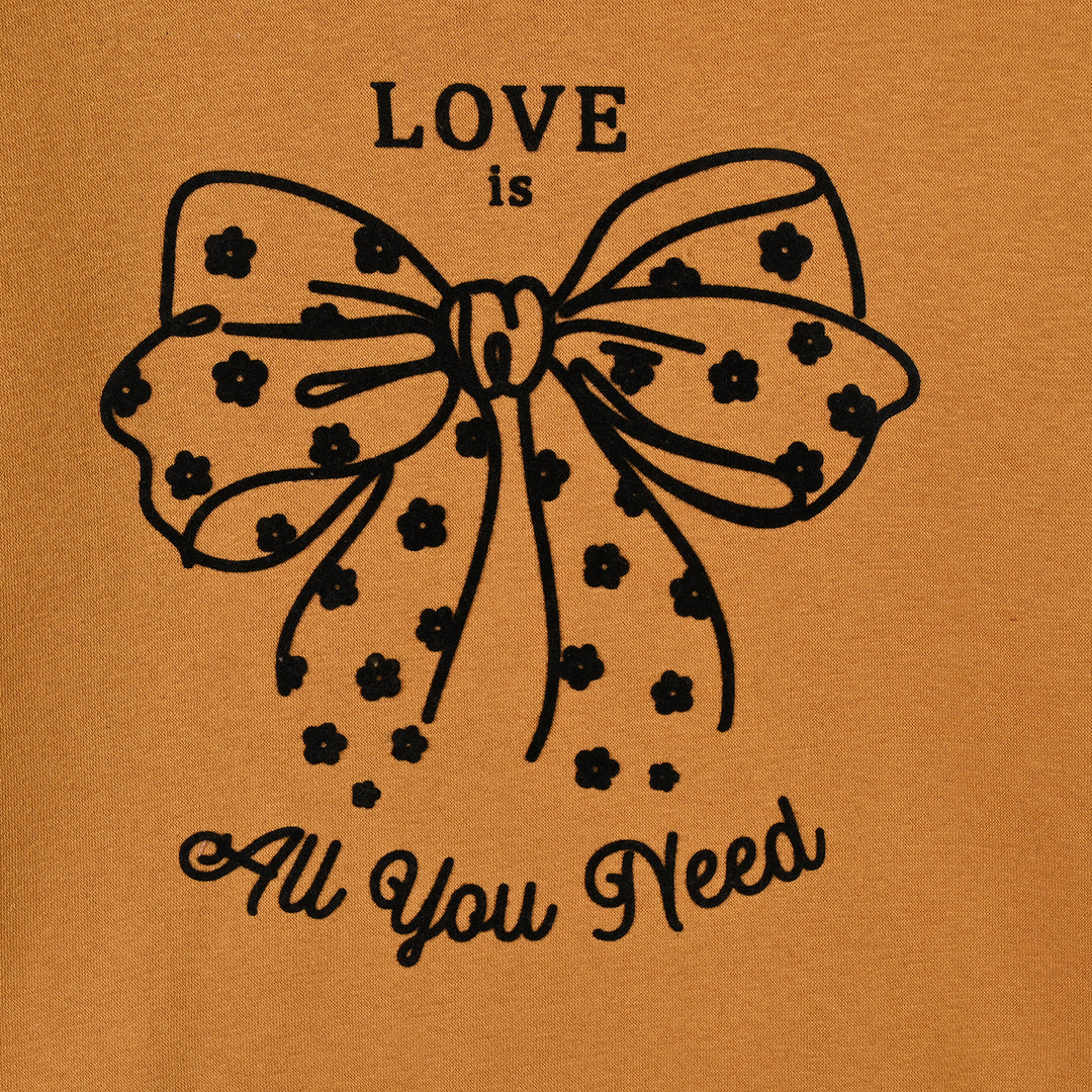 Girls Fleece Sweatshirt Love is All You Need - Mustard