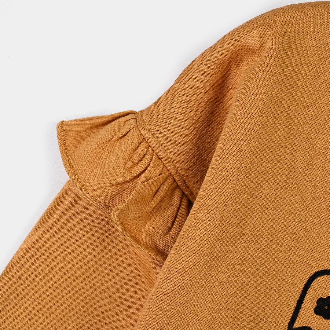 Girls Fleece Sweatshirt Love is All You Need - Mustard