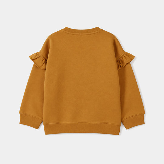 Girls Fleece Sweatshirt Love is All You Need - Mustard