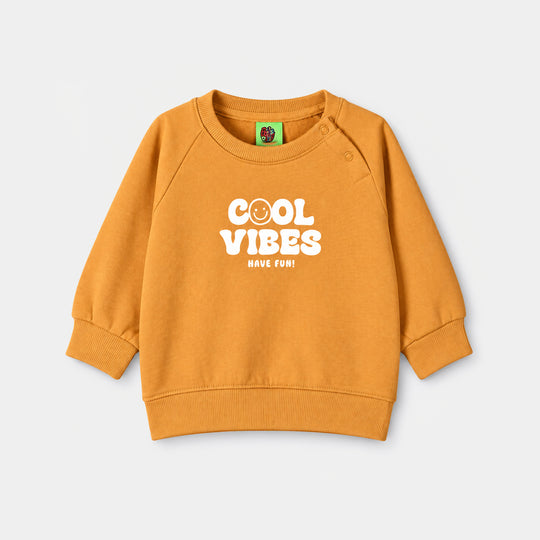 Infant Boys Cotton Terry Sweatshirt Cool Vibes-Yellow