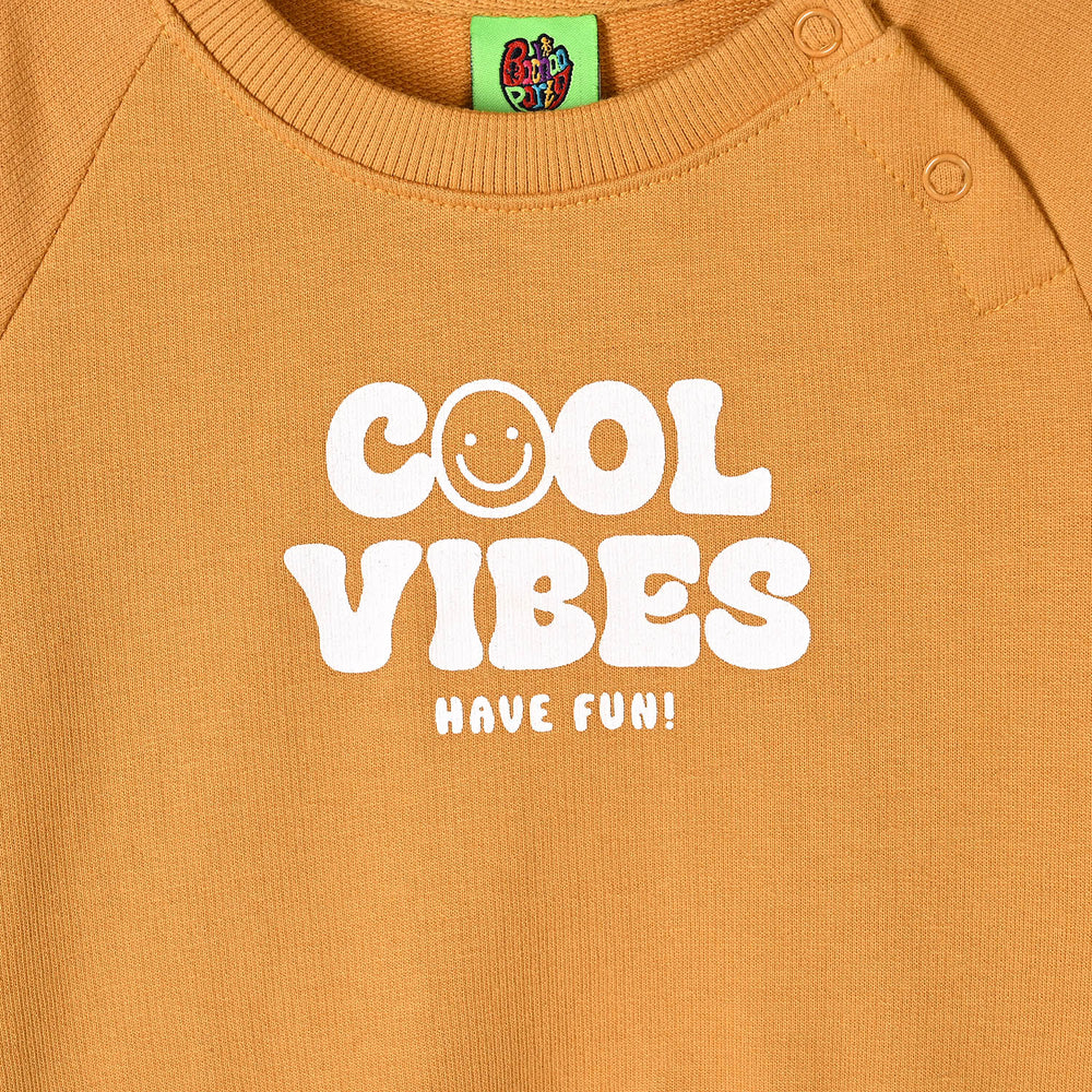 Infant Boys Cotton Terry Sweatshirt Cool Vibes-Yellow