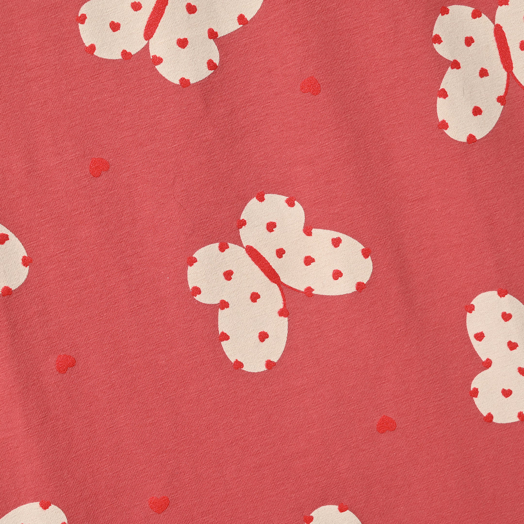 Girls Cotton Jersey Tee Butterfly Hearts-Pink