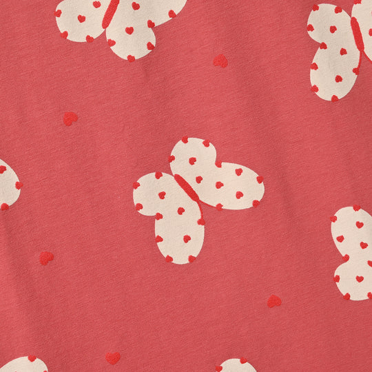 Girls Cotton Jersey Tee Butterfly Hearts-Pink
