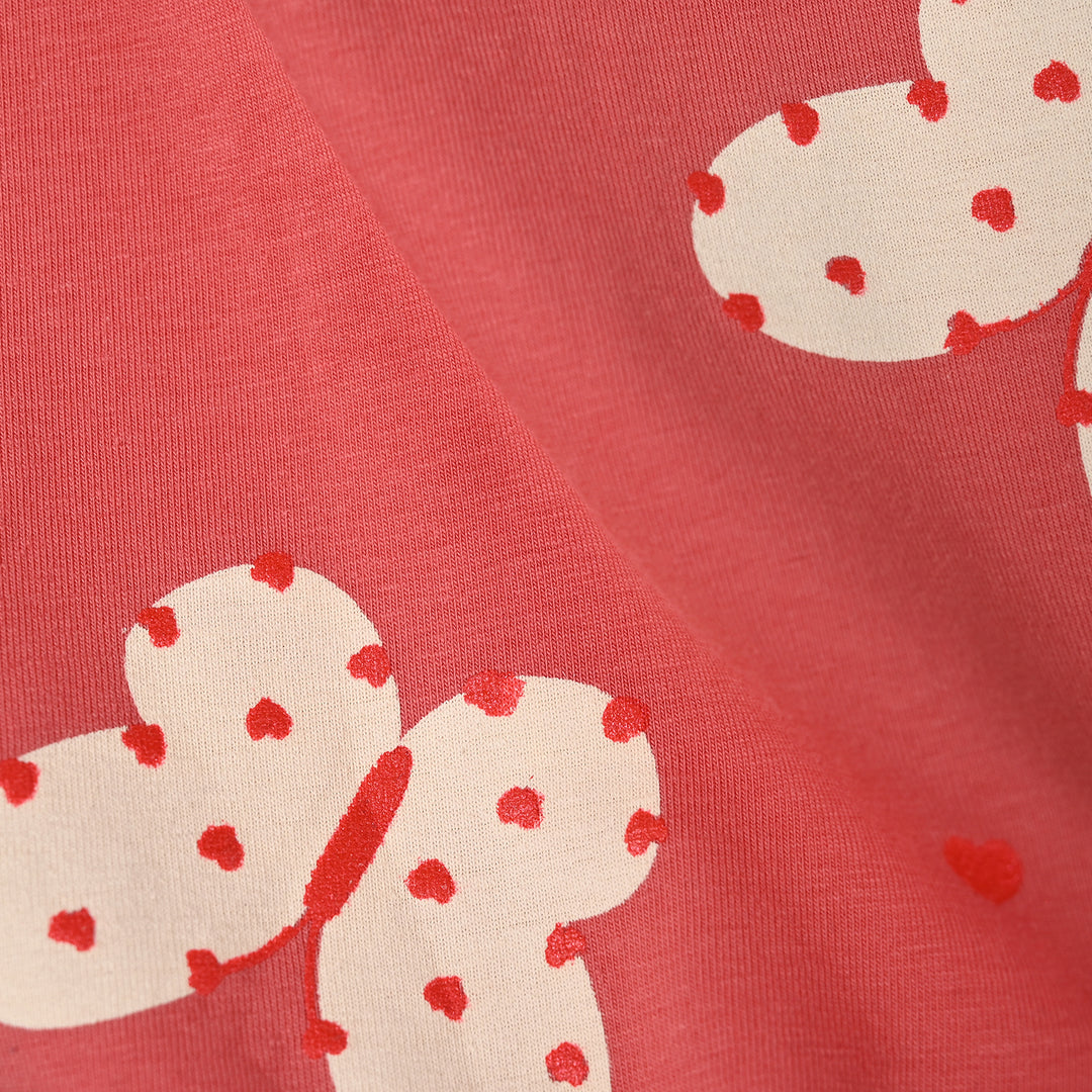 Girls Cotton Jersey Tee Butterfly Hearts-Pink