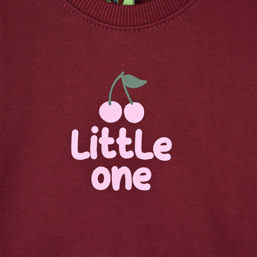 Infant Girls Fleece Sweat Shirt Cherry