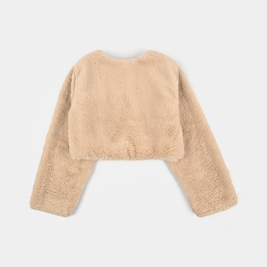 Girls Sherpa Bolero Snow-Lt.Brown