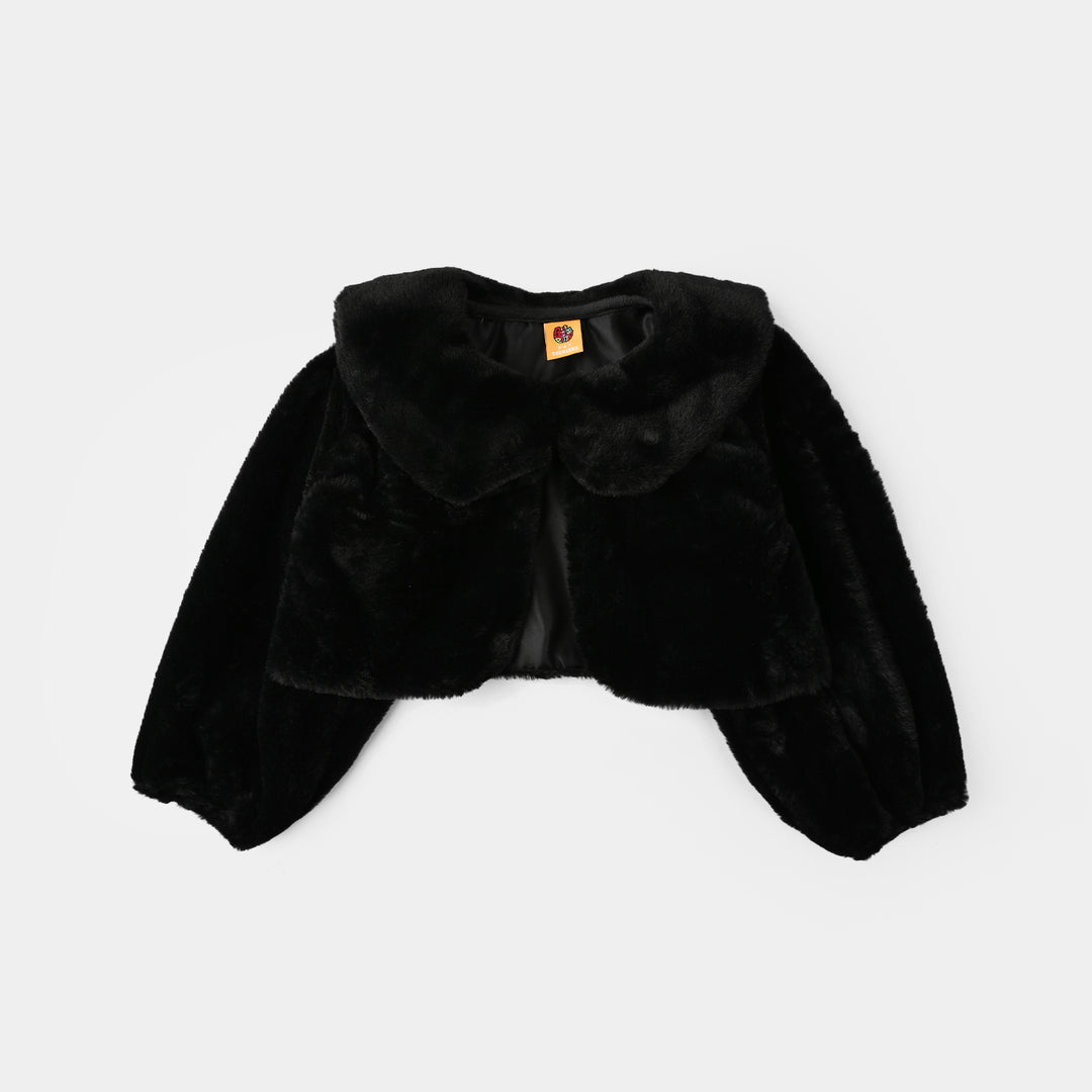 Girls Sherpa Bolero Winter Vibes (Black)