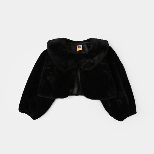 Girls Sherpa Bolero Winter Vibes (Black)