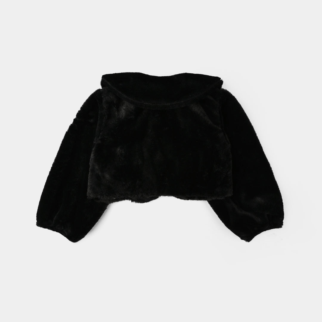 Girls Sherpa Bolero Winter Vibes (Black)