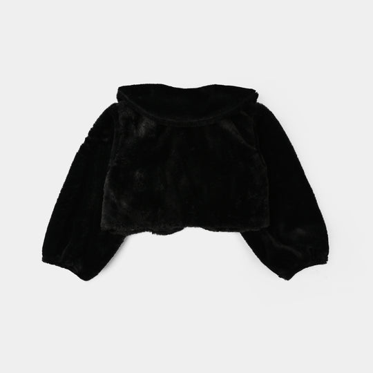 Girls Sherpa Bolero Winter Vibes (Black)