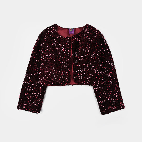 Girls Velvet Bolero Party (Maroon)