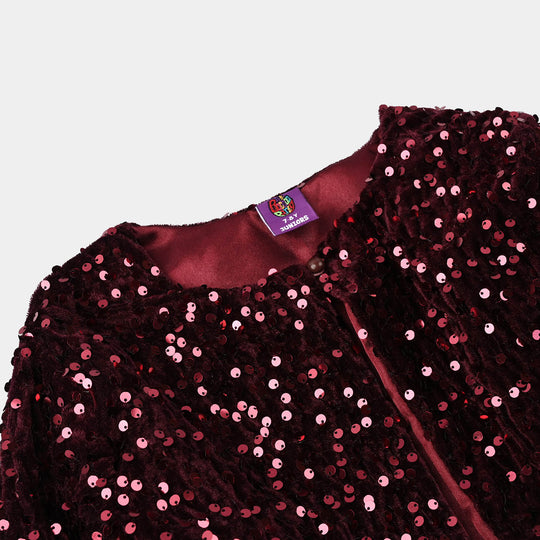 Girls Velvet Bolero Party (Maroon)