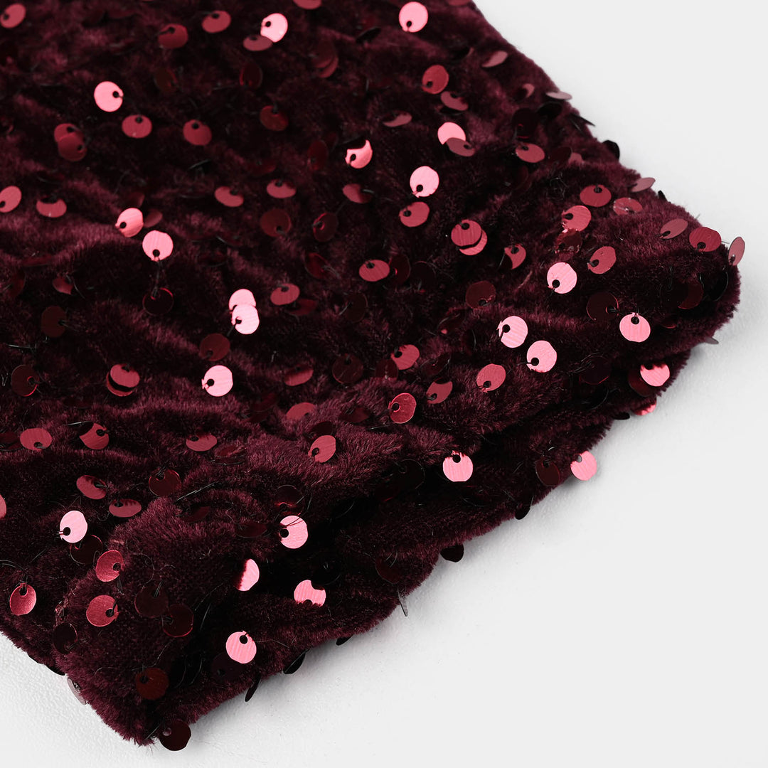 Girls Velvet Bolero Party (Maroon)