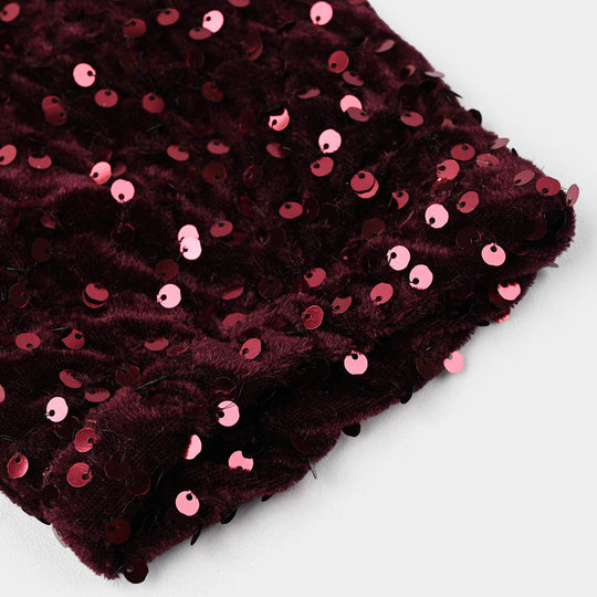 Girls Velvet Bolero Party (Maroon)