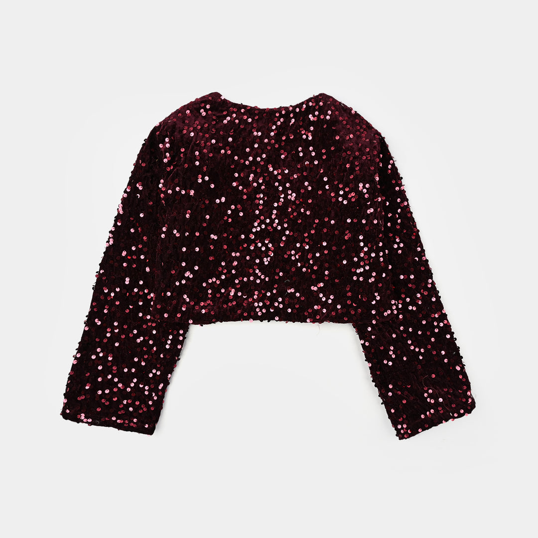 Girls Velvet Bolero Party (Maroon)