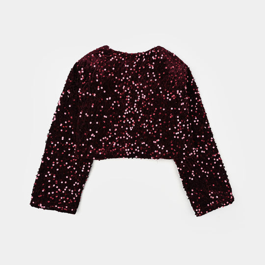Girls Velvet Bolero Party (Maroon)