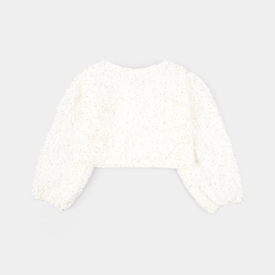 Girls Velvet Bolero Winter Grace (White)