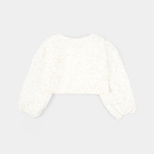Girls Velvet Bolero Winter Grace (White)