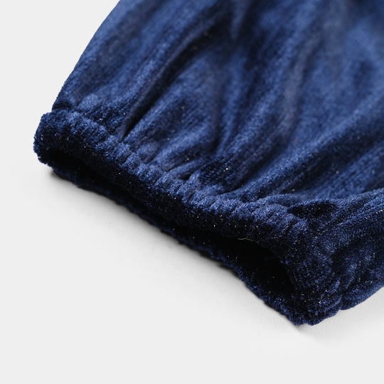 Girls Velvet Bolero Frill-Navy Blue