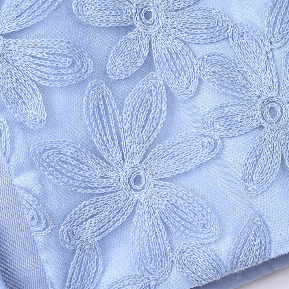 Girls Polyester Waist Coat Floral-SKY BLUE