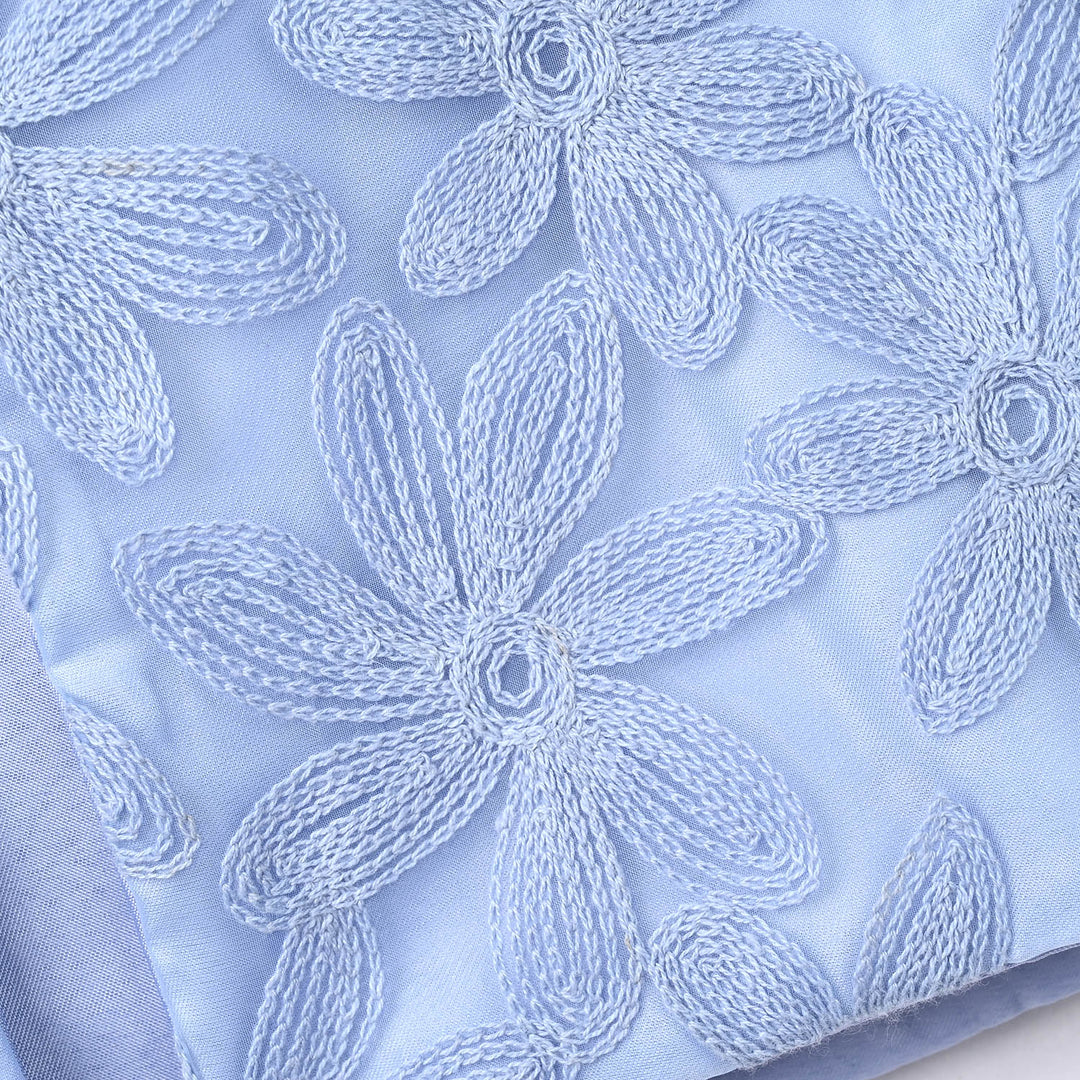 Girls Polyester Waist Coat Floral-SKY BLUE