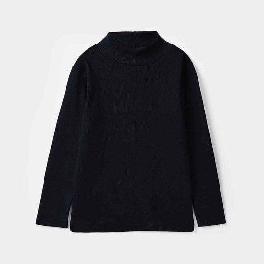 Boys 2x1 Rib Turtle Neck Navy