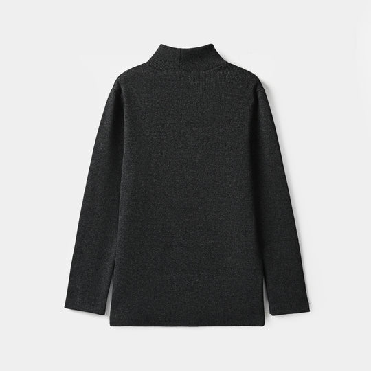 Boys 2x1 Rib Turtle Neck Charcoal