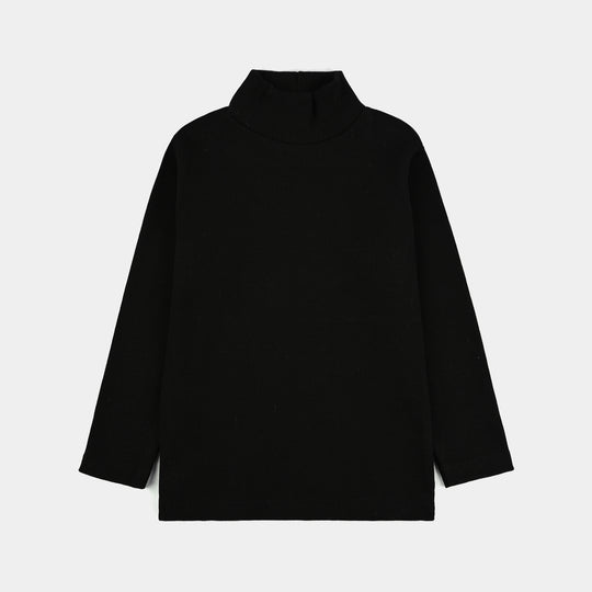 Boys 2x1 Rib Turtle Neck Black