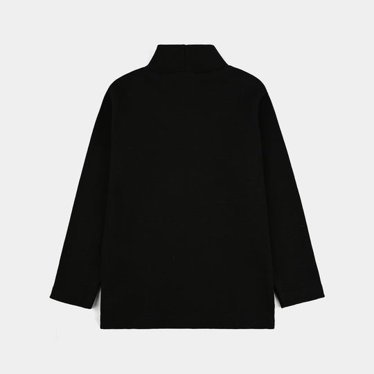 Boys 2x1 Rib Turtle Neck Black