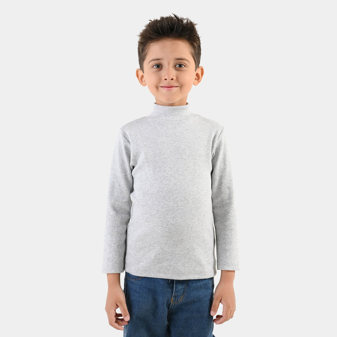 Infant Boys 2x1 Rib Turtle Neck H-Grey