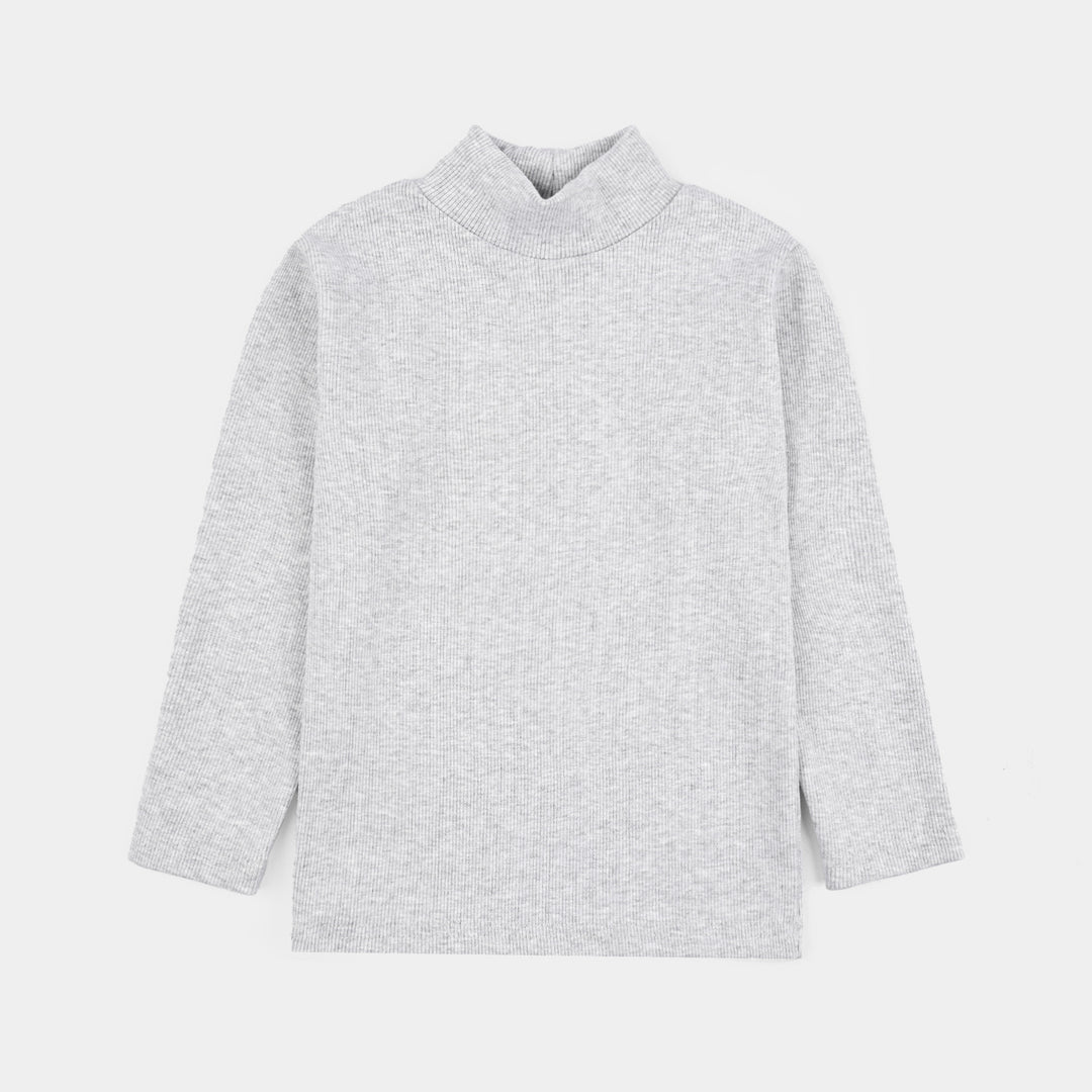 Boys 2x1 Rib Turtle Neck - Grey