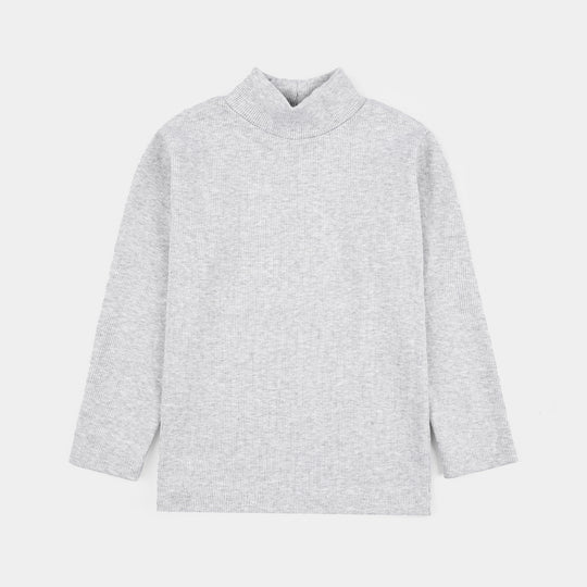 Boys 2x1 Rib Turtle Neck - Grey