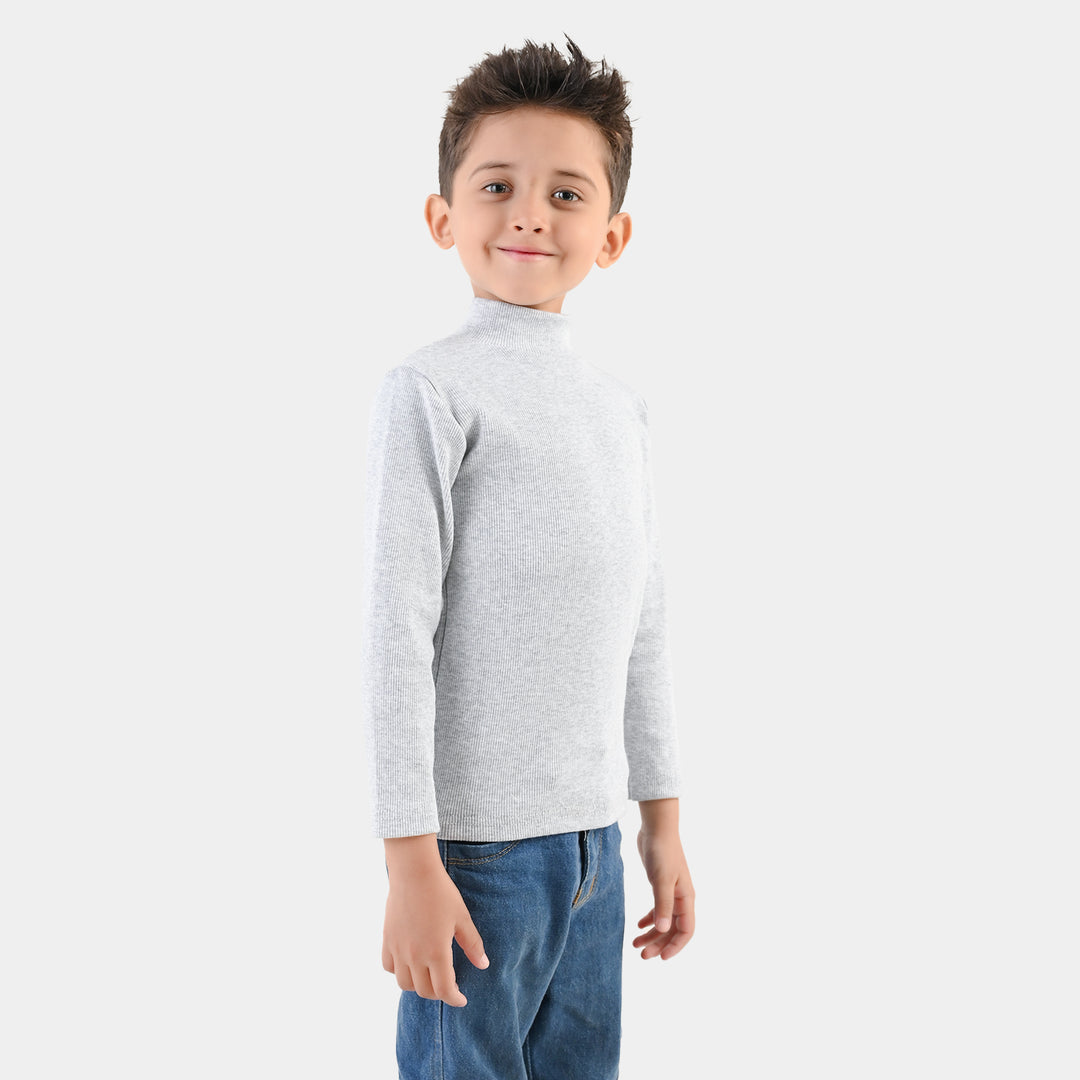 Infant Boys 2x1 Rib Turtle Neck H-Grey