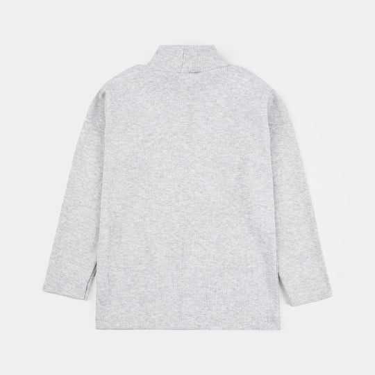Boys 2x1 Rib Turtle Neck - Grey