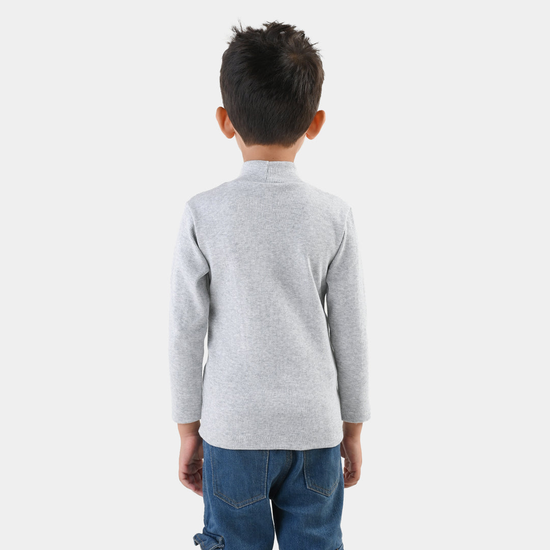 Infant Boys 2x1 Rib Turtle Neck H-Grey