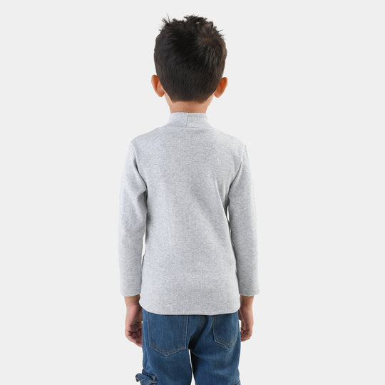 Infant Boys 2x1 Rib Turtle Neck H-Grey