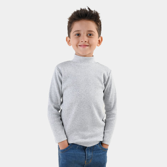 Infant Boys 2x1 Rib Turtle Neck H-Grey
