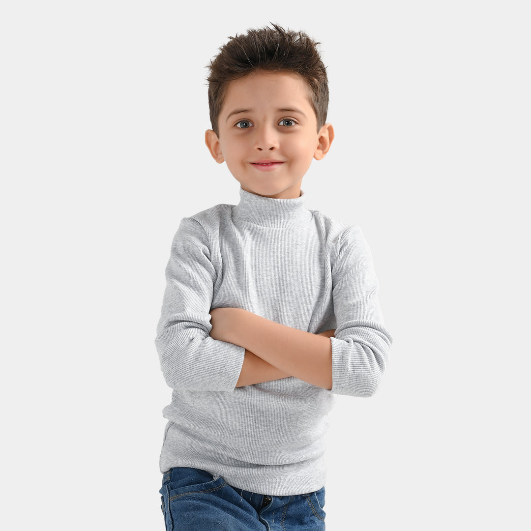 Infant Boys 2x1 Rib Turtle Neck H-Grey