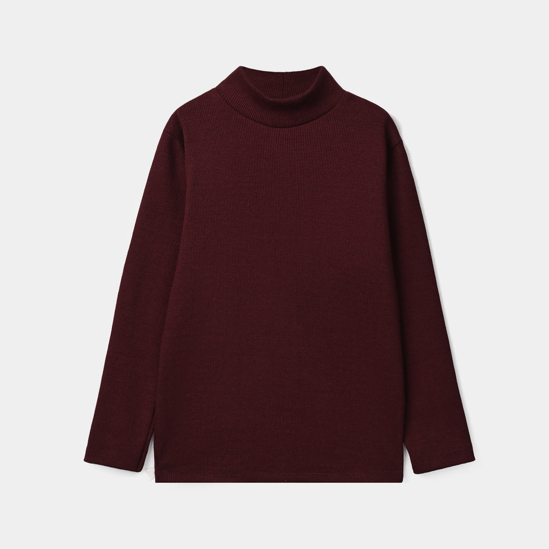 Boys 2x1 Rib Turtle Neck RED