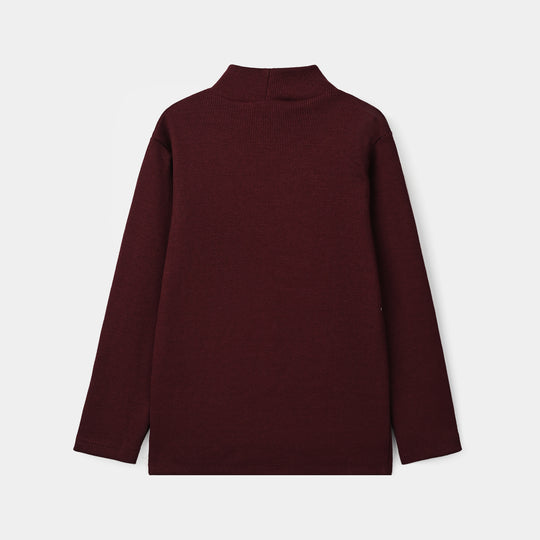 Boys 2x1 Rib Turtle Neck RED