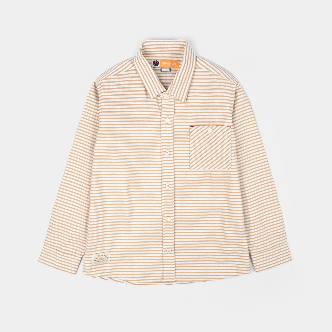 Boys Yarn Dyed Shirt (Smart Bold)-BROWN