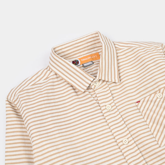 Boys Yarn Dyed Shirt (Smart Bold)-BROWN