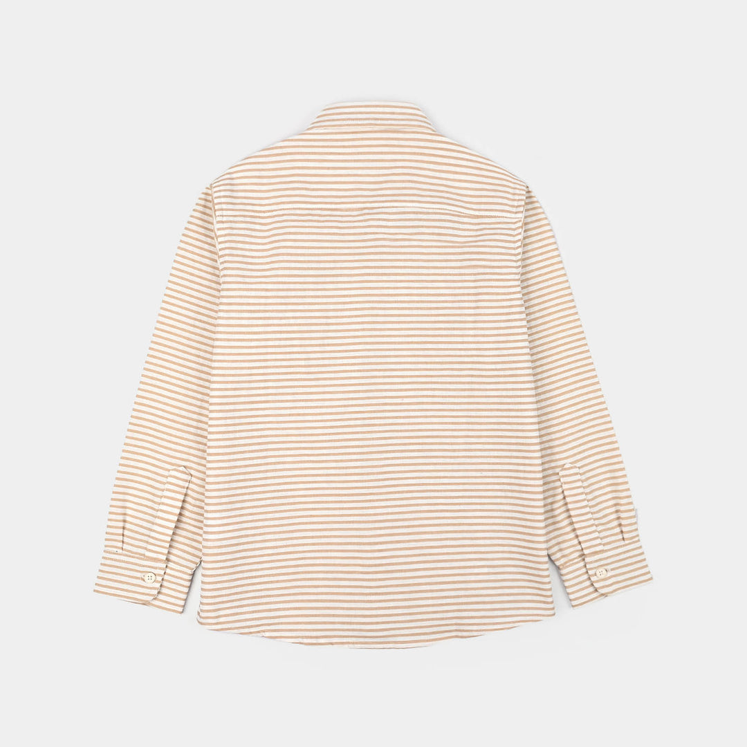 Boys Yarn Dyed Shirt (Smart Bold)-BROWN