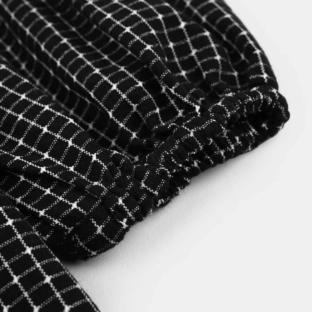 Infant Girls Poly Cotton Casual Top Checks-BLACK