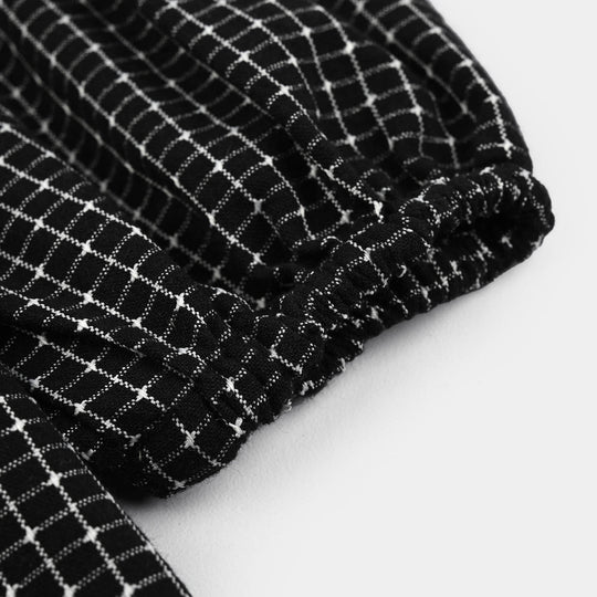 Infant Girls Poly Cotton Casual Top Checks-BLACK